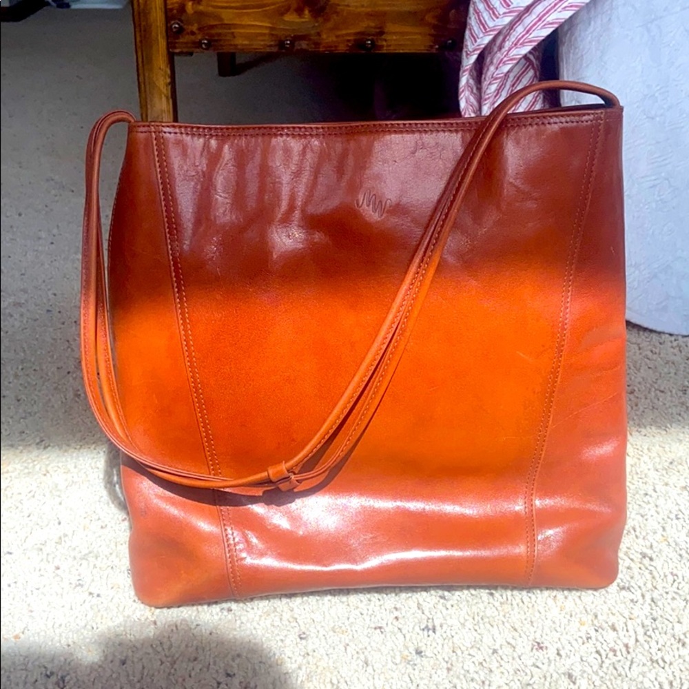 Brown leather Monsac handbag